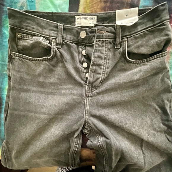 Free People We The Free Ripple Wide Leg Cropped Distressed Jeans - Picture 5 of 9